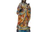 São José com menino Jesus no colo. Imagem escul... - São José com menino Jesus no colo. Imagem esculpida em madeira policromada. Brasil, sec. XIX. 26 x 11,5 x 8cm