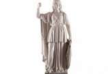 Fábrica de Santo Antonio do Porto. Minerva. Esc... - Fábrica de Santo Antonio do Porto. Minerva. Escultura em porcelana portuguesa, titulada, sit. Porto na base. 94 x 40 x 27cm Apresenta marcas do ...
