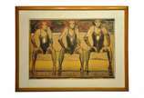 Darel (1924-2017),  - Jus. Nex. Equitas. pastel s/ papel, ass. inf. dir. dat. 75 inf. esq e titulada no vidro. 44 x 62 cm