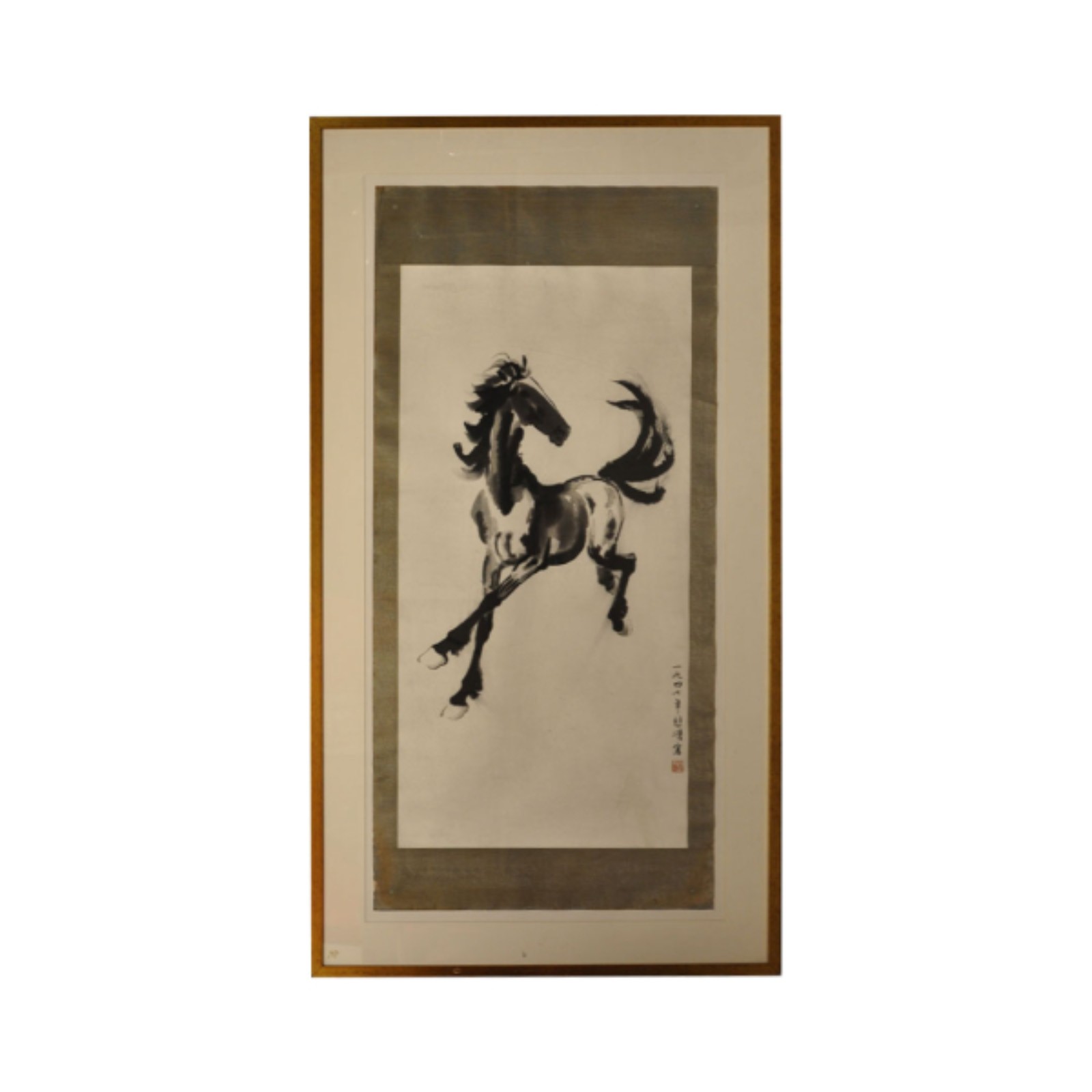 Xu Beihong. Cavalo. Gravura artesanal impressa s/ papel telado, com... - foto 1 de 2