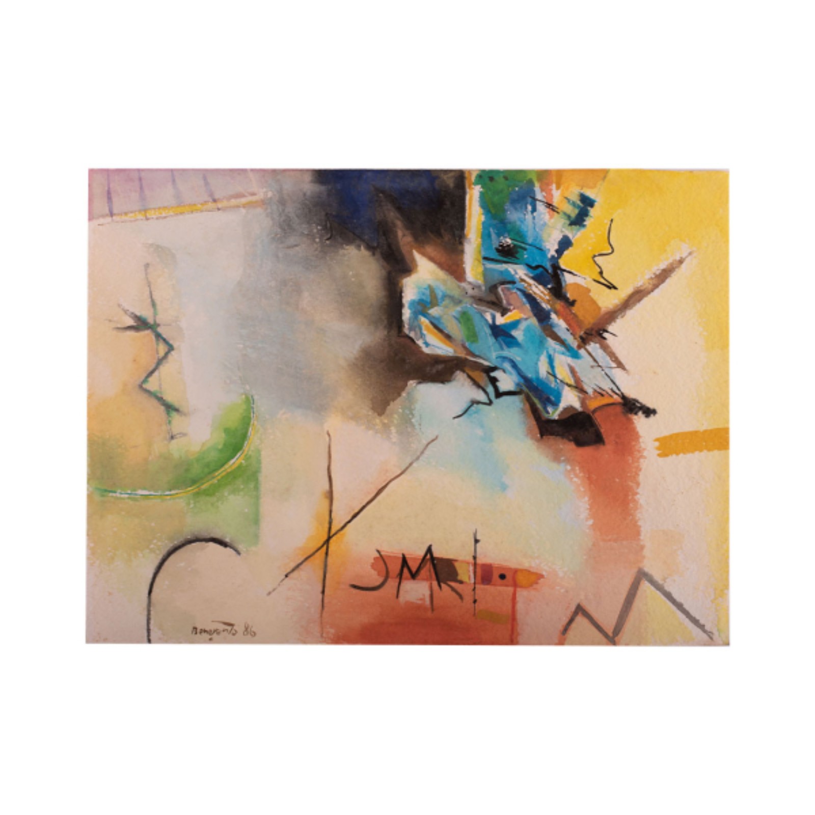 Aquarela s/ papel, ass. dat. 1986 inf. esq. 37 x 50 cm - foto 1 de 2
