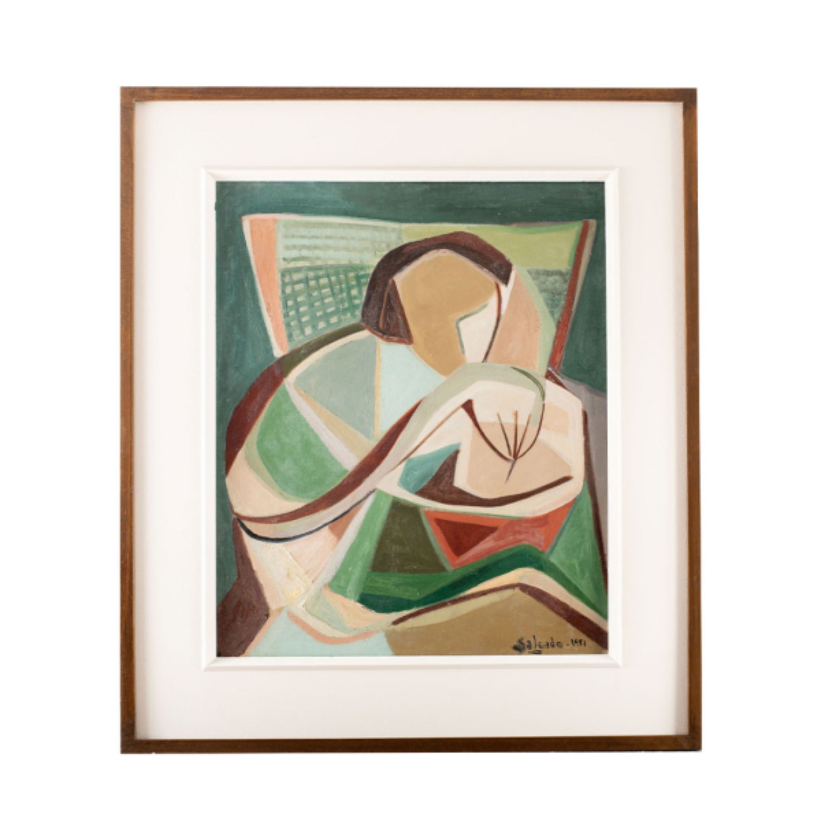 Mulher Costurando. óleo s/ tela, ass. dat. 1951 inf. dir. 65 x 54 cm - foto 1 de 2