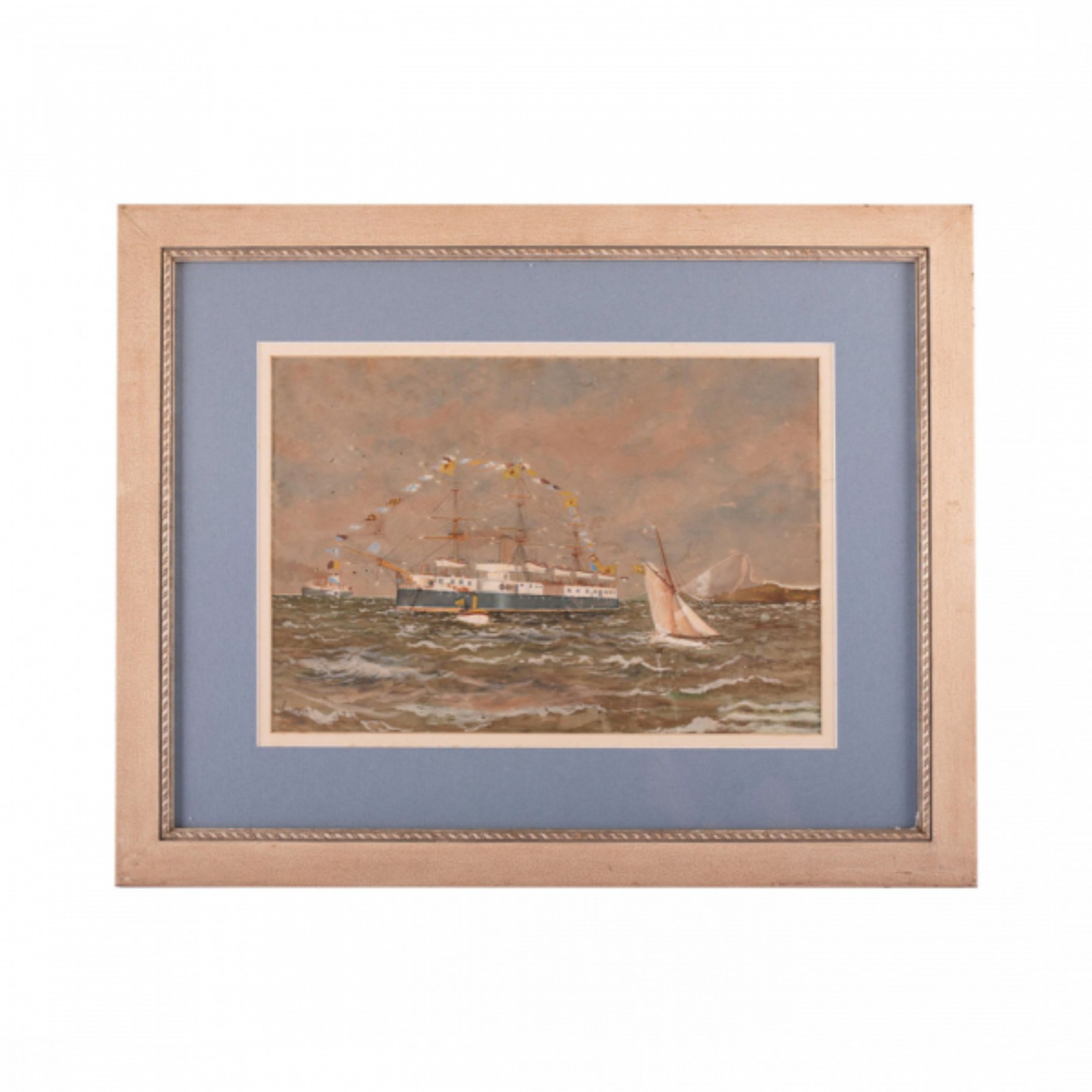 Langerock, Henri. Navios na Baía da Guanabara. Aquarela s/ papel... - foto 1 de 2