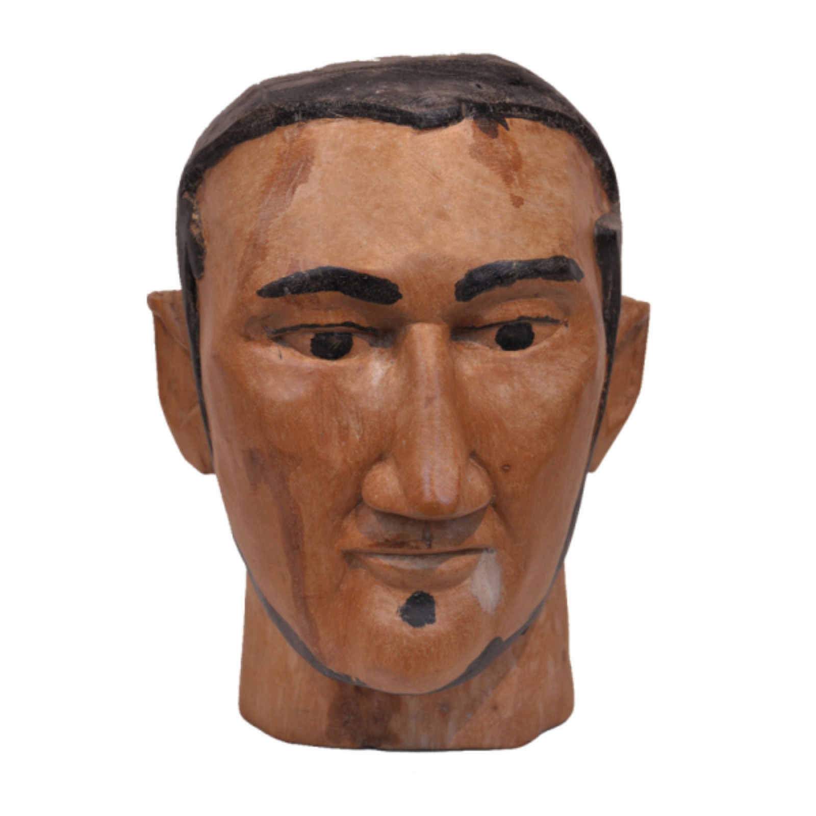 Neldo. Cabeça. Escultura em madeira pintada, ass. na nuca. 30 x 19 x... - foto 1 de 2