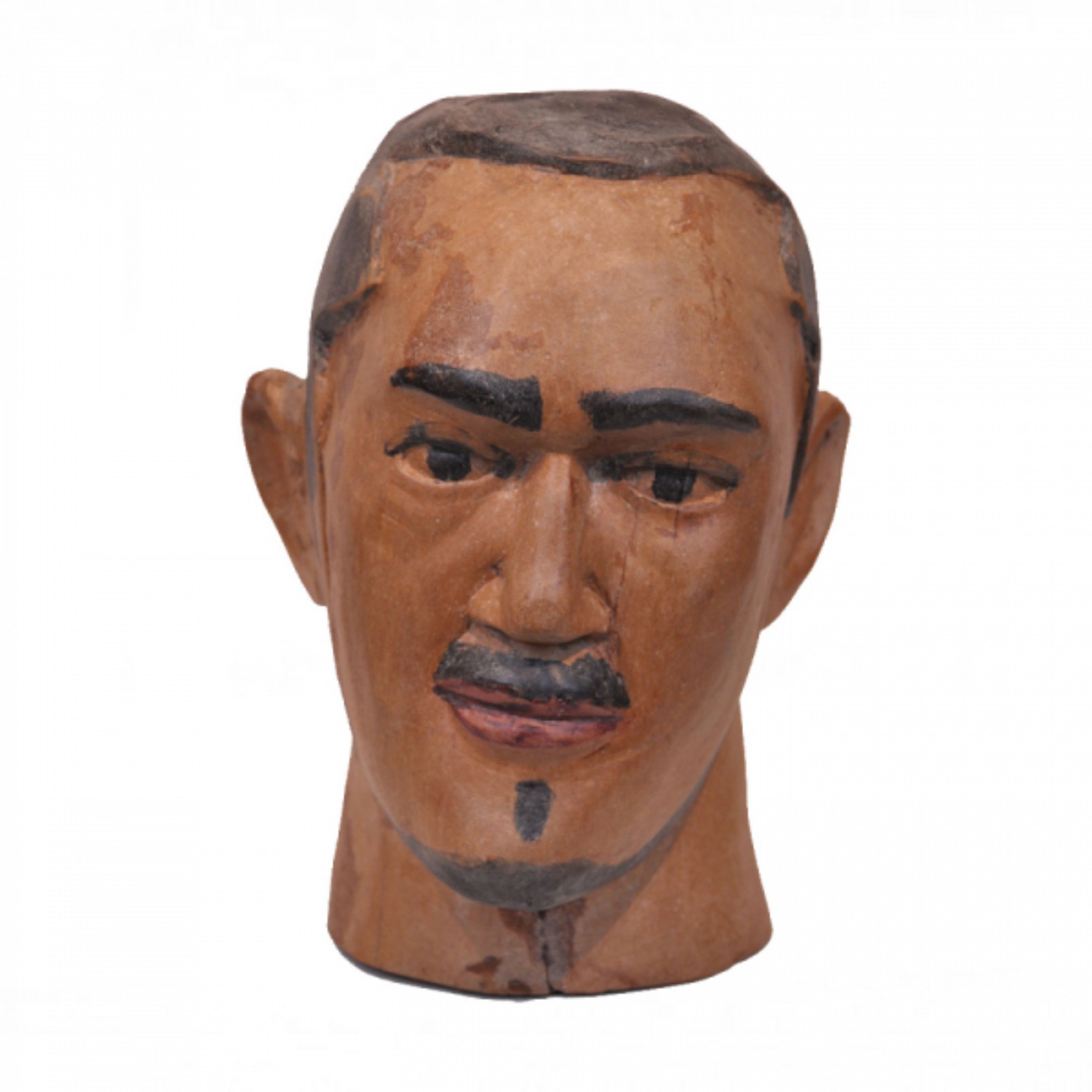 Neldo. Cabeça. Escultura em madeira pintada, ass. na nuca. 31 x 22 x... - foto 1 de 2