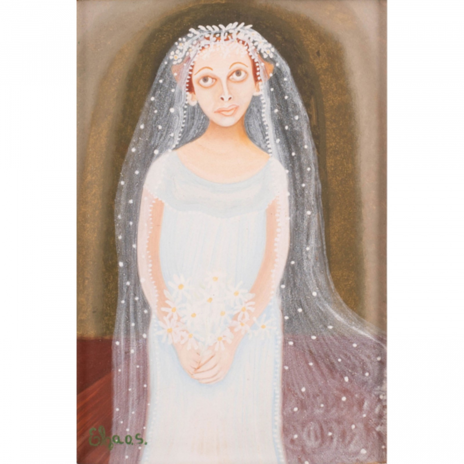 Elza O.S. Noiva. Óleo s/ chapa madeira ind., ass. inf. esq. 38 x... - foto 1 de 3