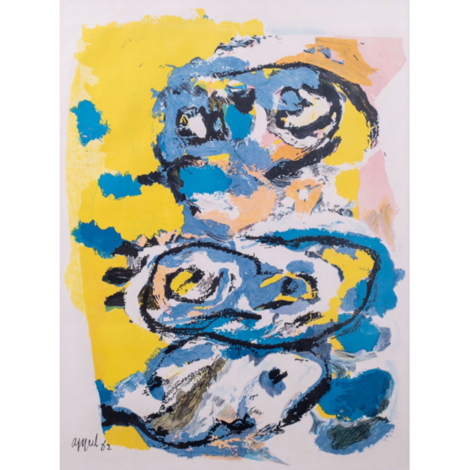 Karel Appel. Sem Título. Litografia s/ papel, ass. e dat. 1962 inf... - foto 1 de 3