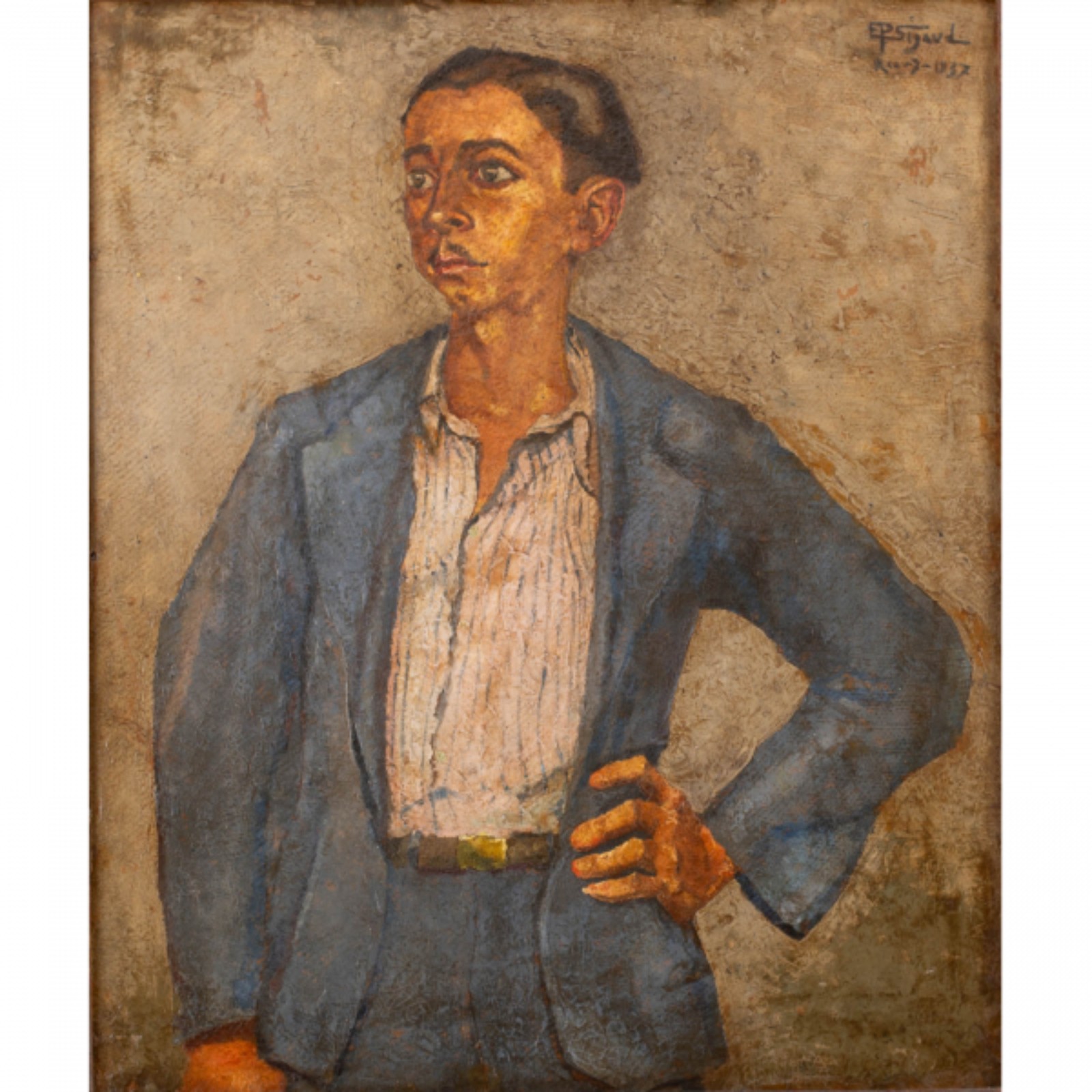 Sigaud, Eugênio. Retrato de um Carioca. Encáustica e óleo s/ cartão... - foto 1 de 3