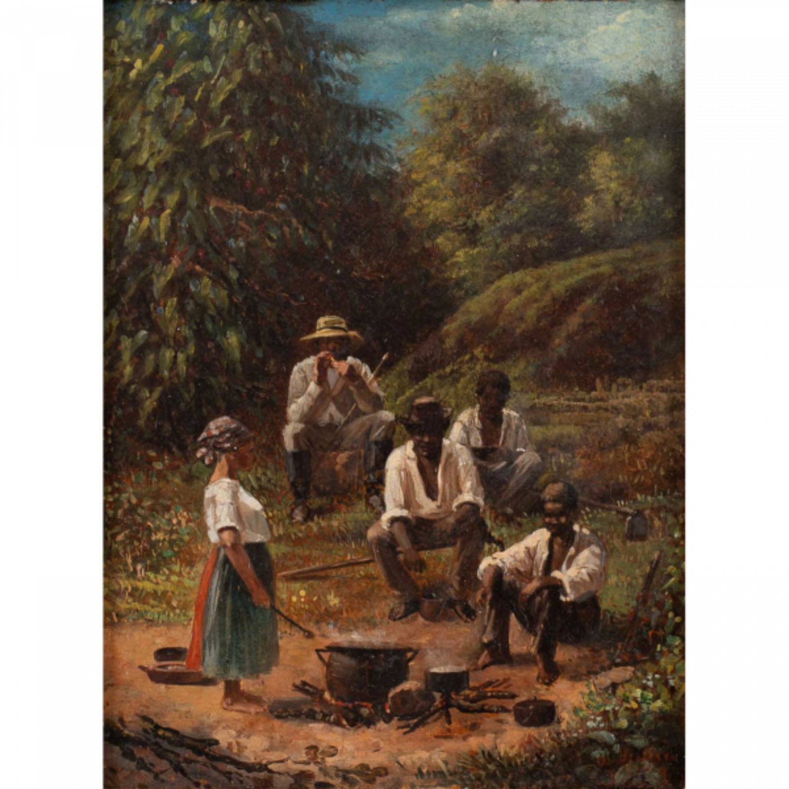 Quilombolas. Óleo s/ madeira, ass. inf. dir. 25 x 19cm - foto 1 de 3