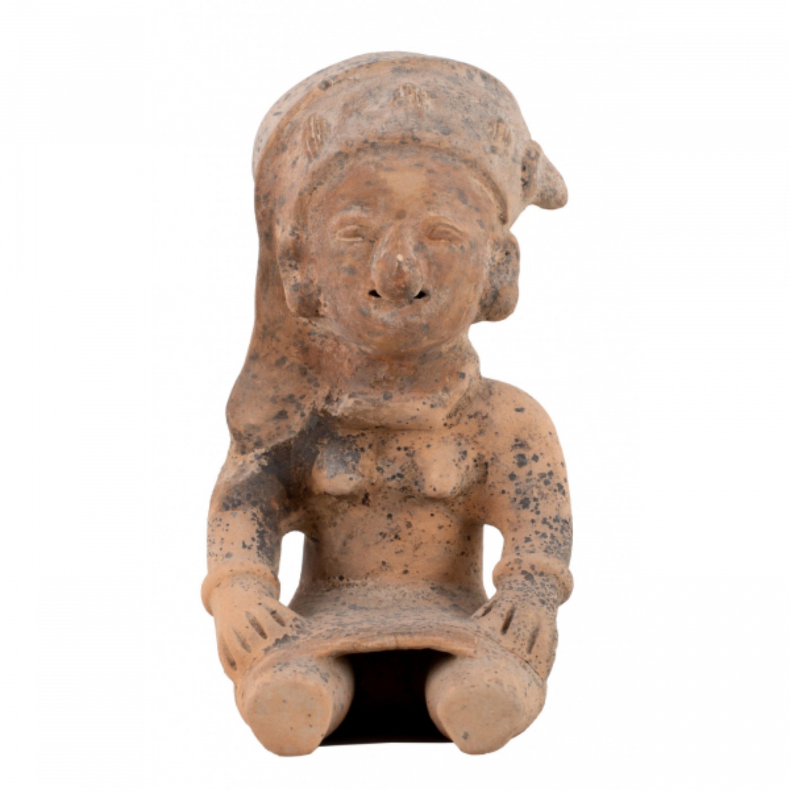Escultura em cerâmica representando figura sentada (Equador, estilo... - foto 1 de 3