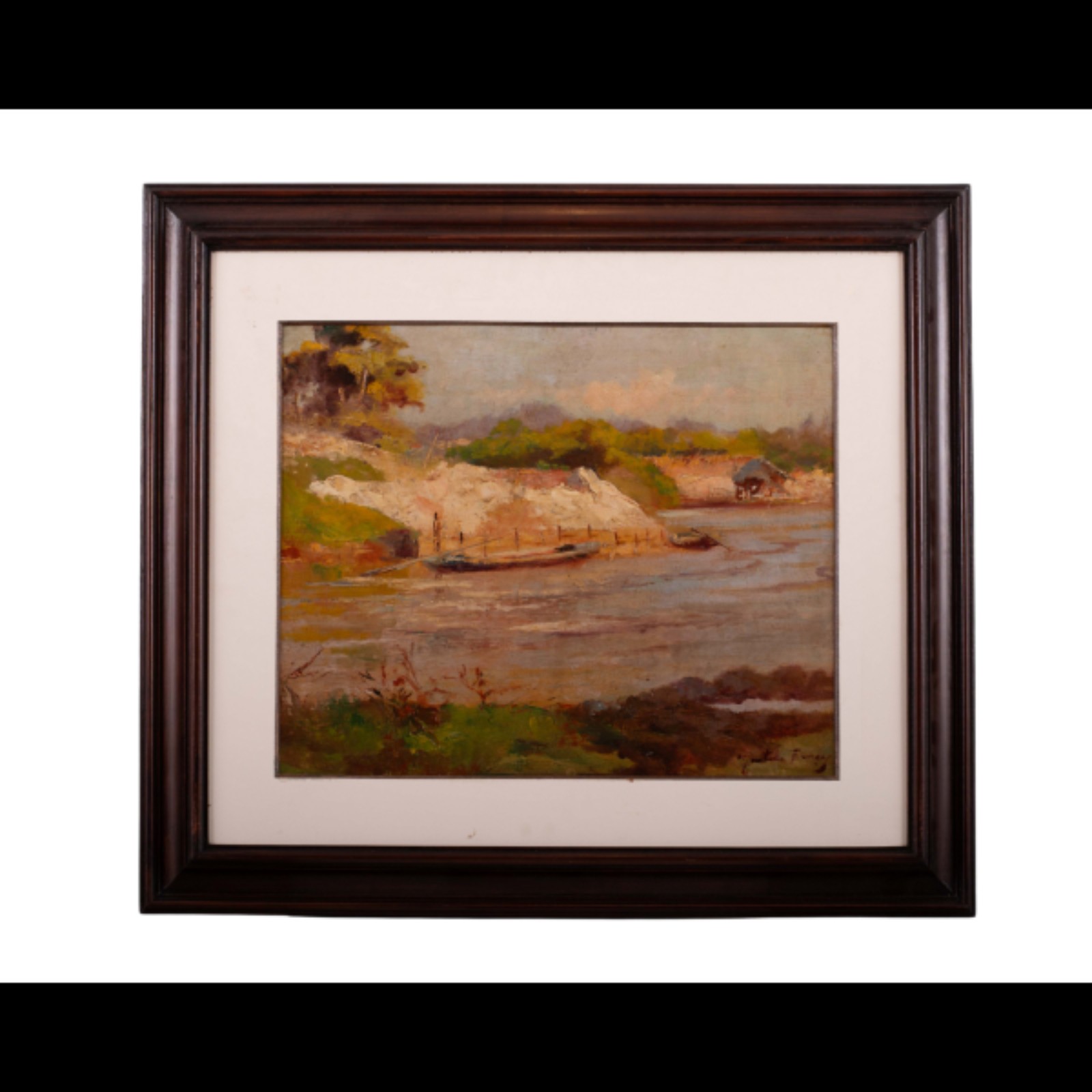 Monteiro França. Beira Rio. Óleo s/ cartão, ass. inf. dir. 37 x 46cm - foto 1 de 2
