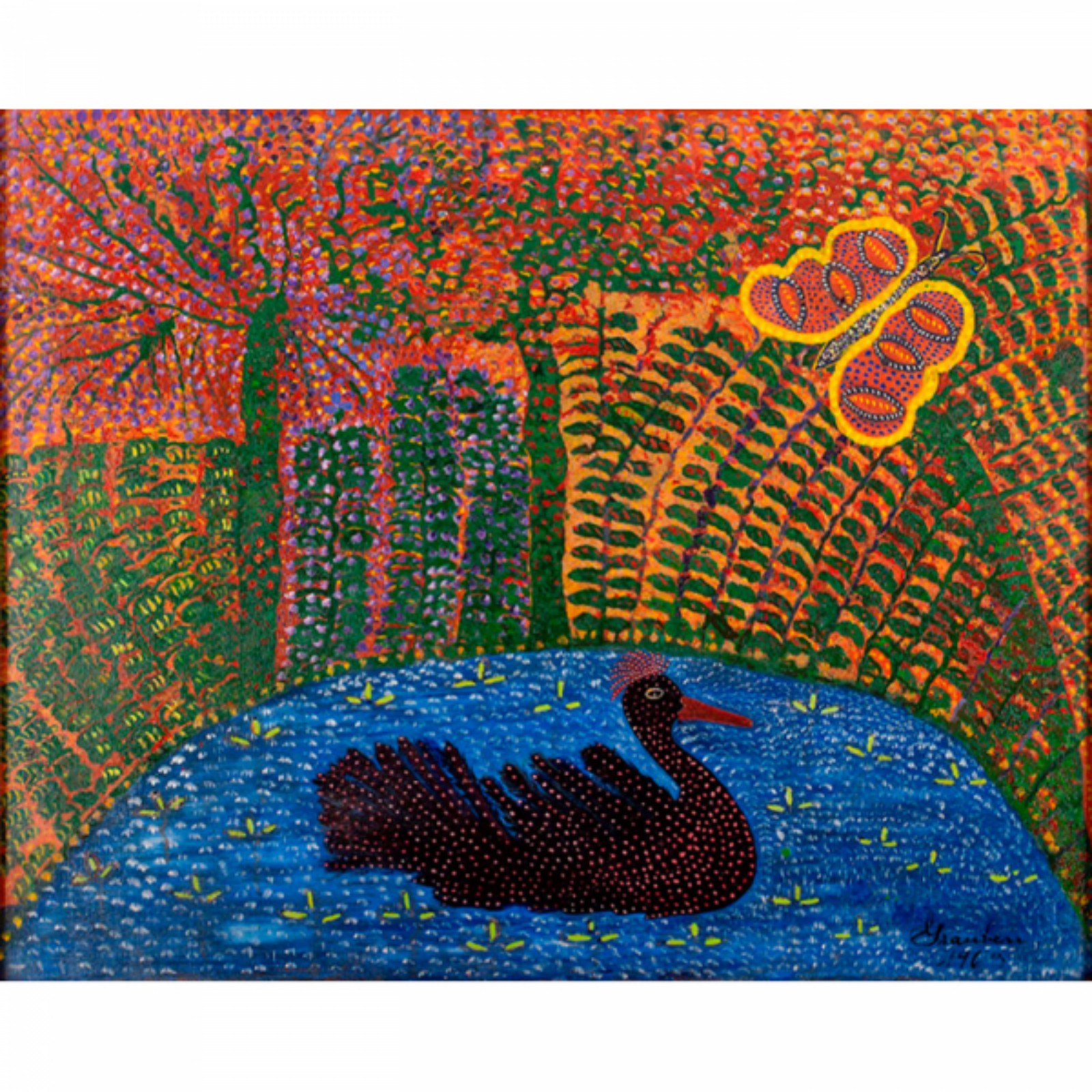 Grauben do Monte Lima. Cisne Negro e borboleta. óleo s/ tela, ass... - foto 1 de 2
