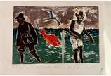 Oswaldo Goeldi (1895-1961),  - Goeldi, Oswaldo. Pescador. Xilogravura a cores s/ papel, num. 4/10 - tiragem especial de Oswaldo Goeldi por Reis Jr. 1977 e ass. inf. esq. Beatriz Rei