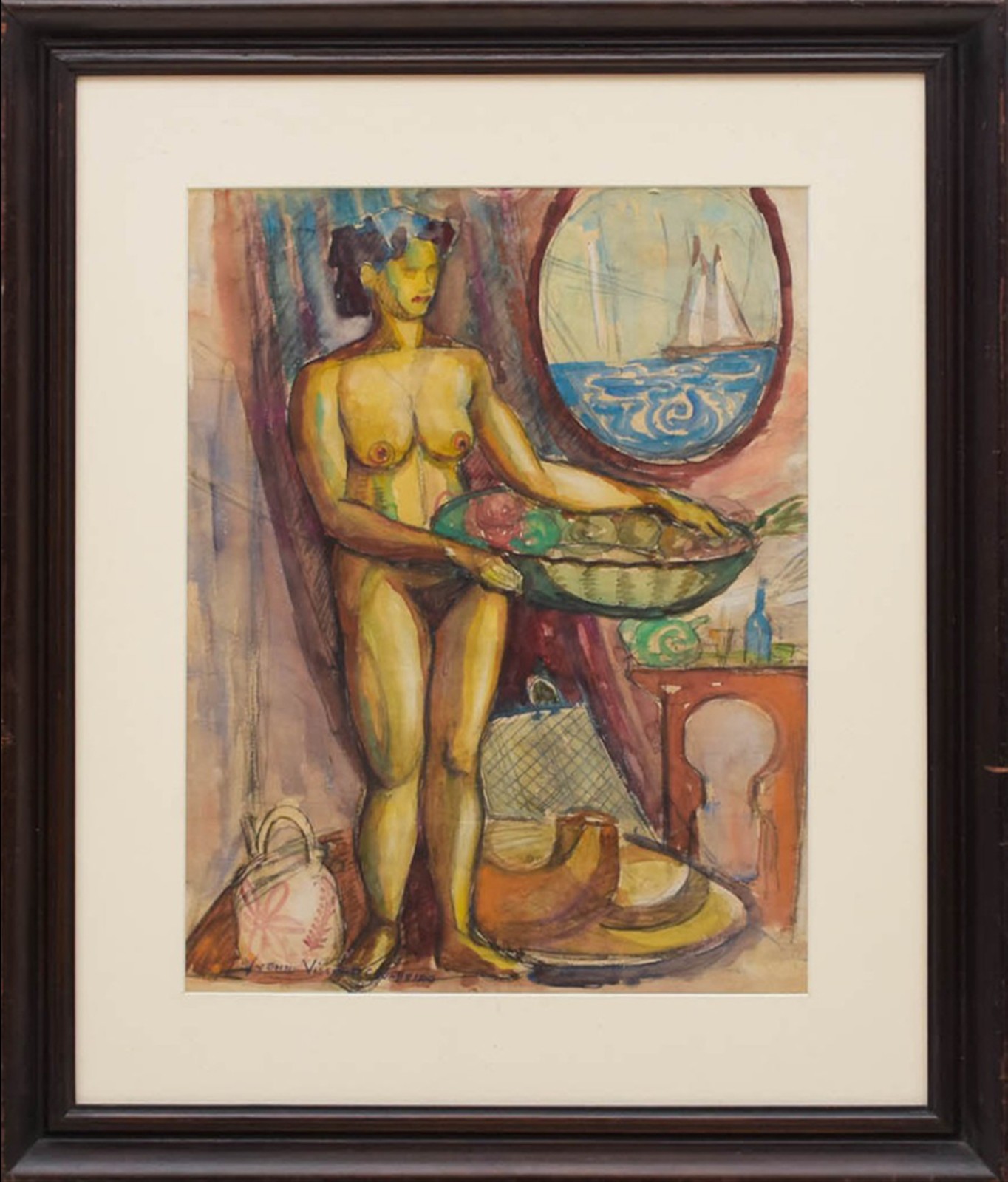 Yvonne Visconti (1902-1965), Mulher com cesto de frutas - foto 3 de 6