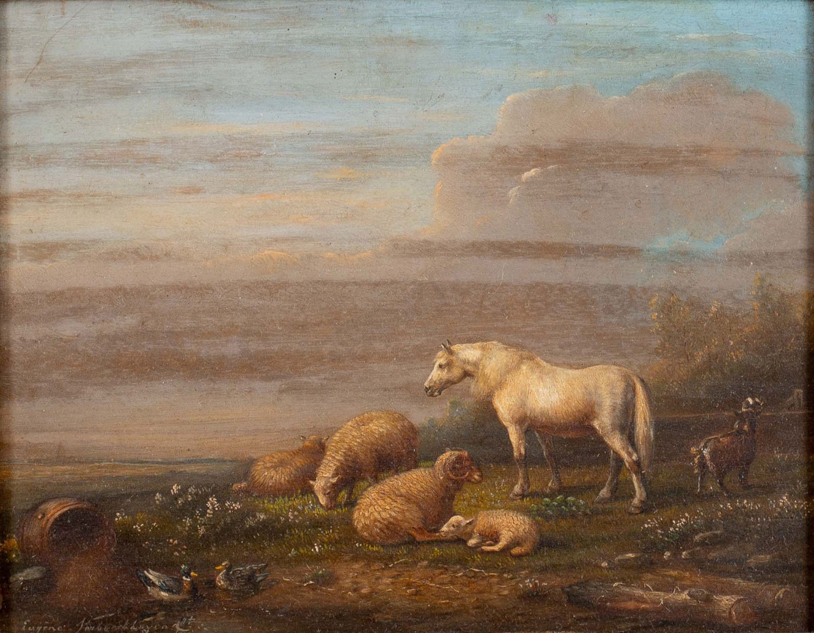 Verboeckhoven, Eugene-Joseph. Animais no campo. Óleo s/ tela, ass... - foto 1 de 4