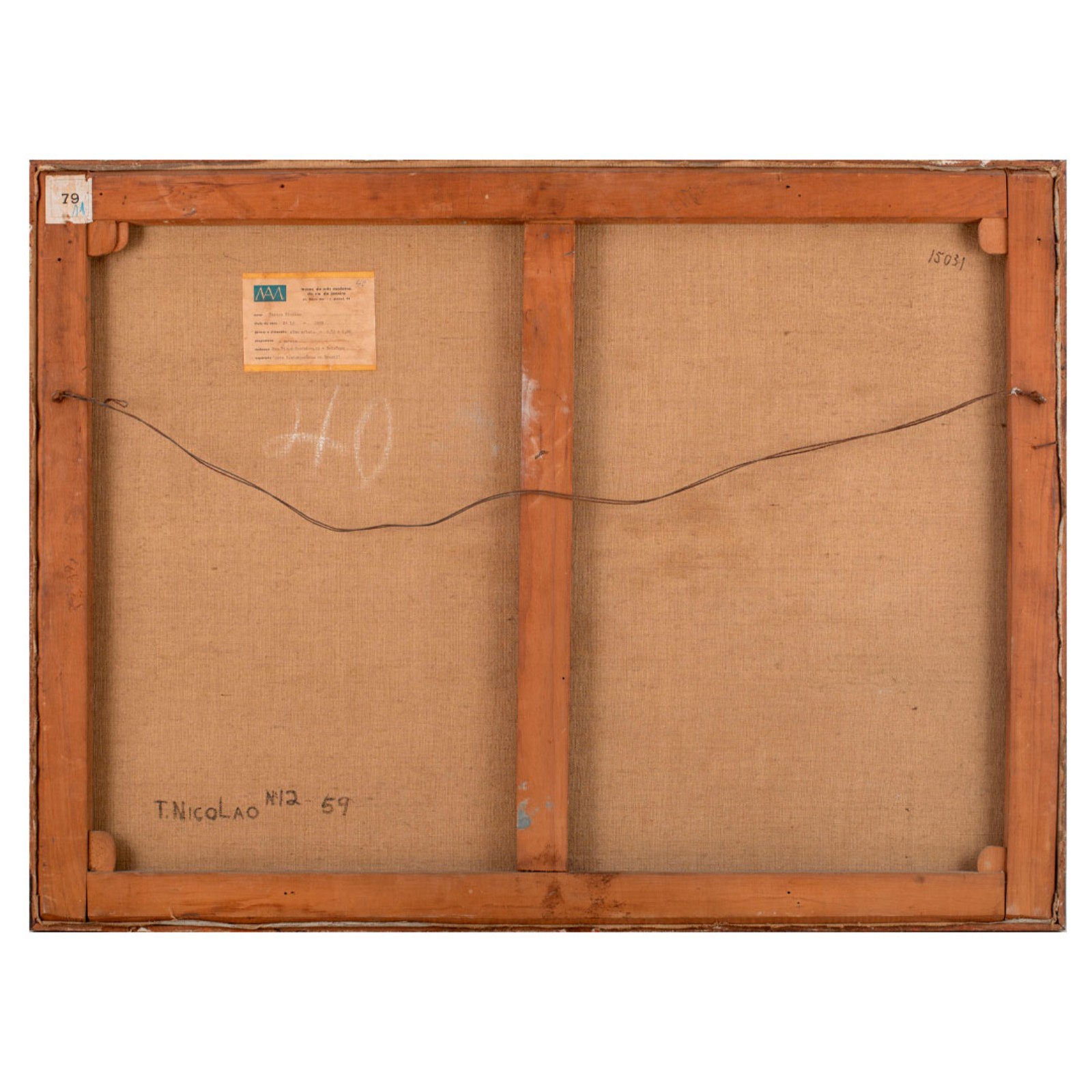 Teresa Nicolao. Abstrato nº 2. Óleo s/ tela, ass. dat. 1959 no verso... - foto 2 de 5