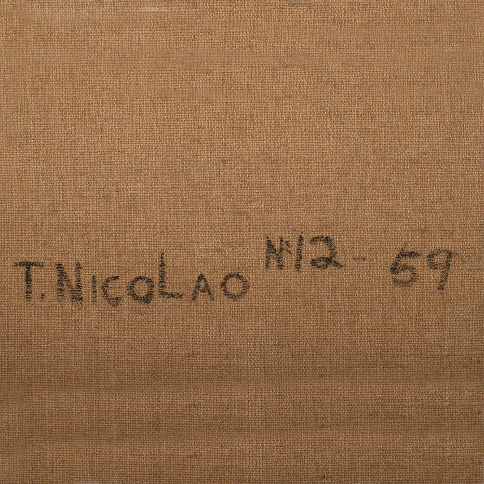Teresa Nicolao. Abstrato nº 2. Óleo s/ tela, ass. dat. 1959 no verso... - foto 5 de 5