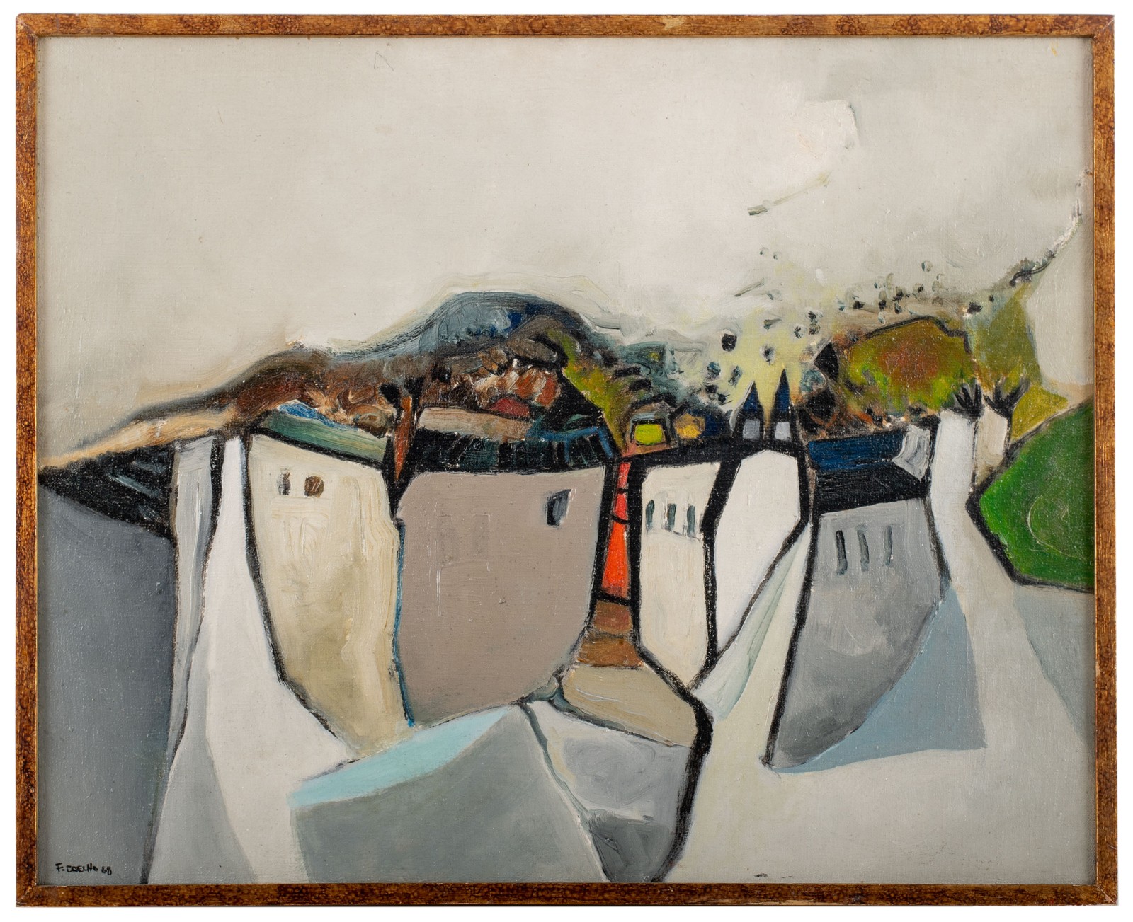 Fernando Coelho. Cidade. Óleo s/ tela, ass. dat. 1968 inf. esq. e no... - foto 1 de 3