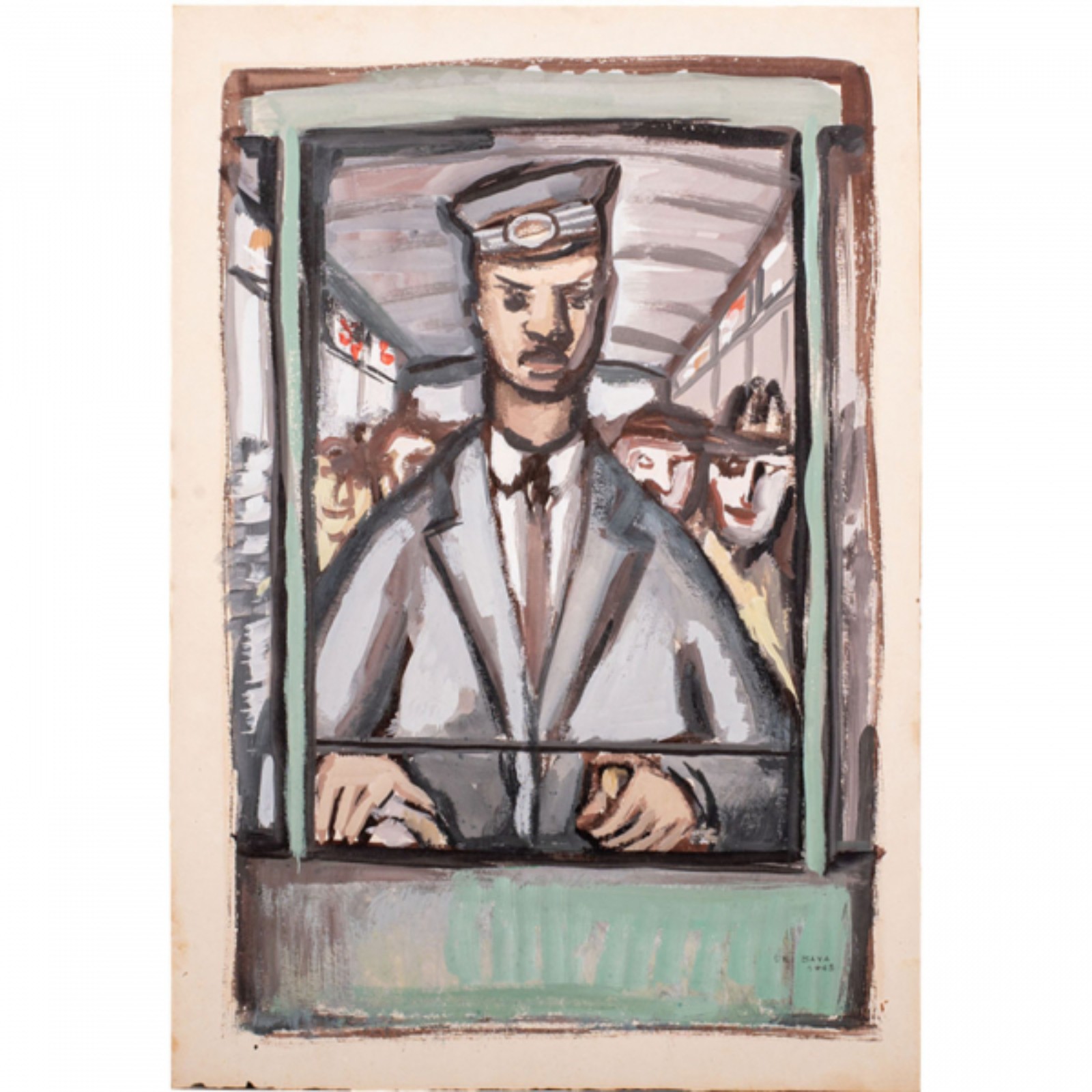 Ubi Bava. Motorneiro. Guache s/papel, ass. dat. 1945 inf. dir. 31 x... - foto 1 de 2