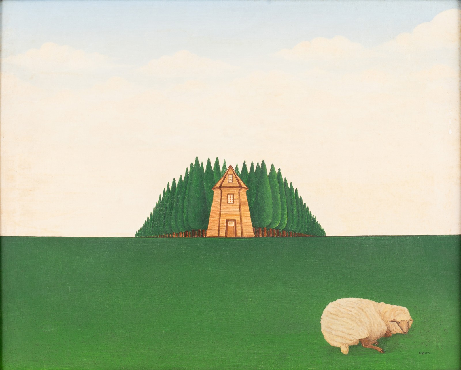 Elysito. Fazenda com Carneiro. Óleo s/ tela, ass. inf. dir. 50 x 62cm - foto 1 de 4