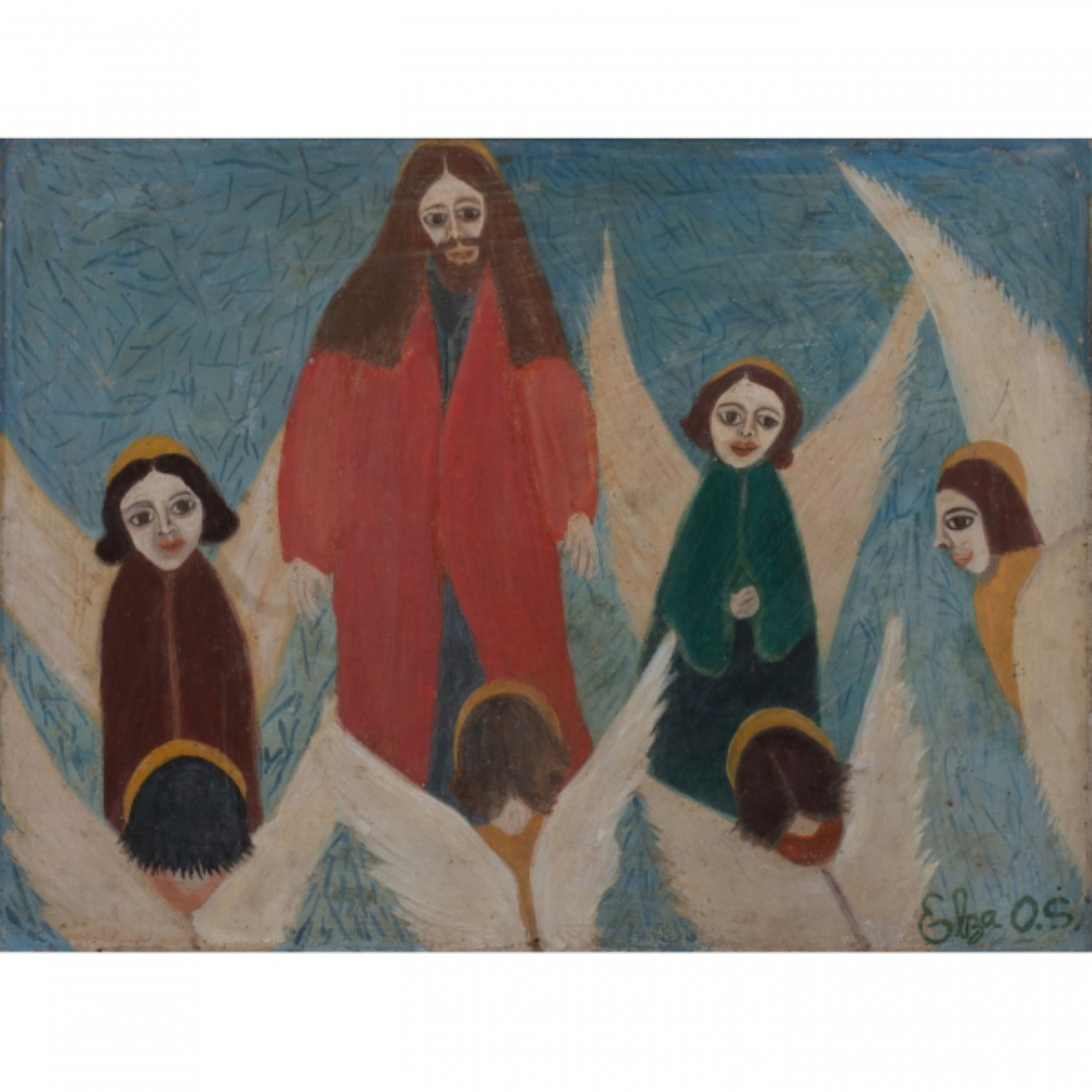 Elza O. S. Jesus e Anjos. Óleo s/ cartão colado em chapa madeira... - foto 1 de 2