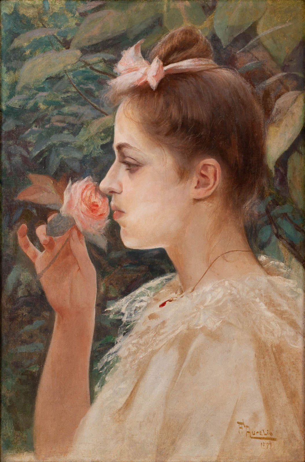 Francisco Aurélio (1854-1916), Menina com Rosa - foto 1 de 4