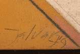 Abelardo Zaluar (1924-1987), Sarilho - Vinil s/ tela colada em madeira, ass. dat. inf. dir. e ass. dat., titulado e com etiqueta da Galeria Ipanema no verso. 70 x 70cm