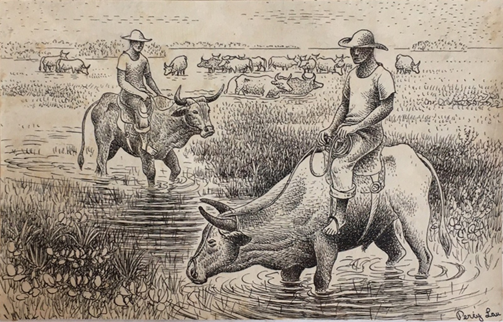 Percy Lau (1903-1972), Búfalos de Marajó - foto 1 de 4