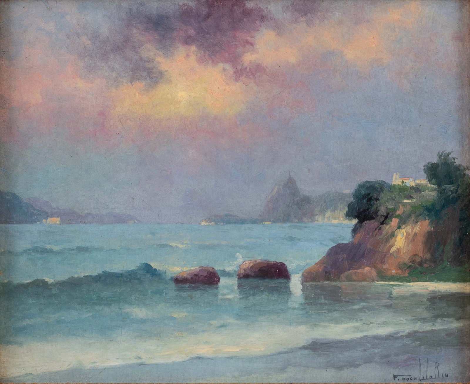 Francisco Coculilo (1893-1971), Praia com pedras na Baía da Guanabara - foto 1 de 4