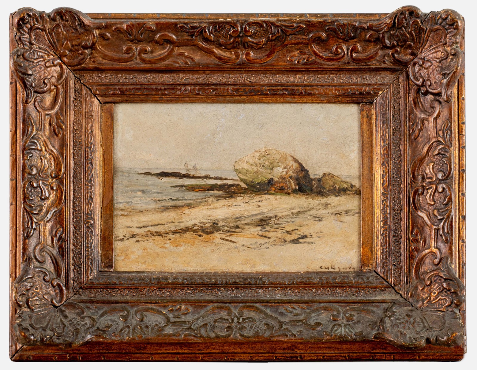 Castagneto (1851-1900), Praia com Pedras em Paquetá - foto 3 de 4
