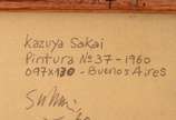 Kazuya Sakai (1927-2001), Pintura n. 37 - Óleo s/ tela, ass. dat. 1960, titulado e sit. Buenos Aires no verso. 97 x 130cm