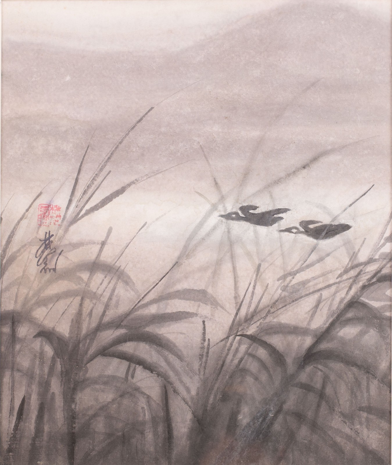 Lin Fengmian (1900-1991), Pássaros voando sobre um Lago - foto 1 de 4