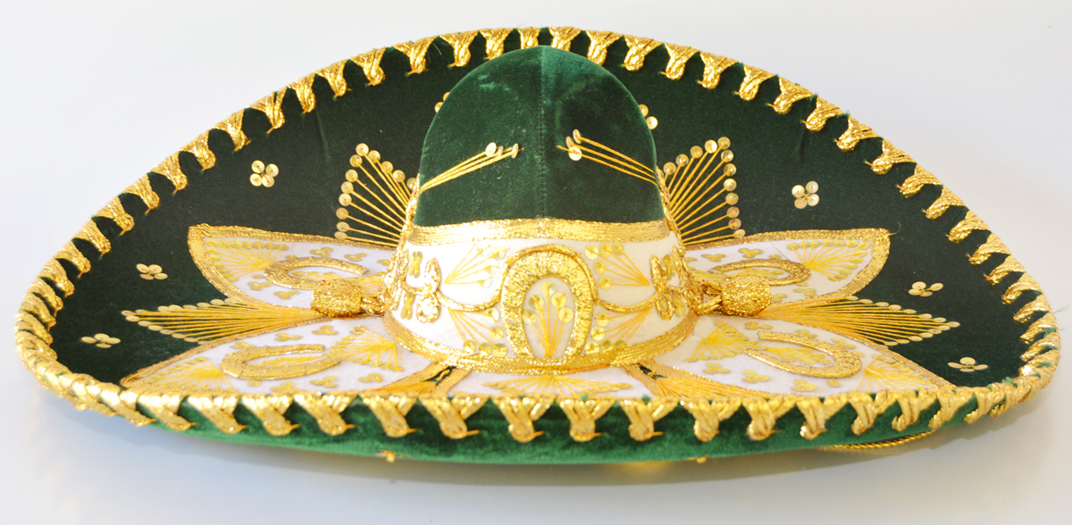 Tradicional chapéu mexicano de coleção na cor verde com bordados a... - foto 1 de 3