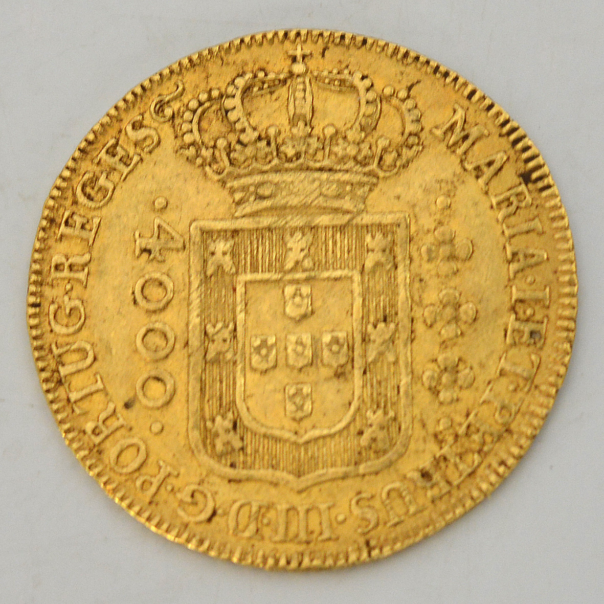 Maria I & Pedro III gold 4000 Reis 1779, peso total aproximado 7.95 g. - foto 1 de 2