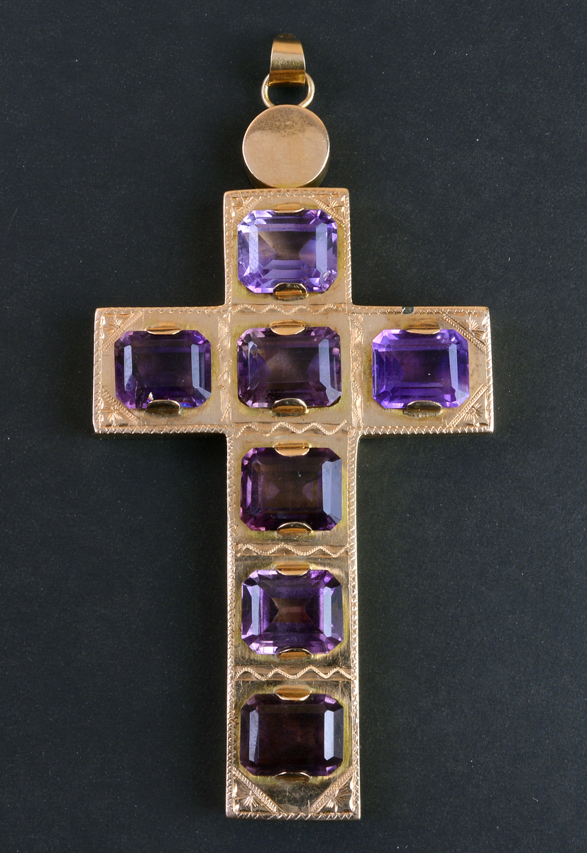 Magnífico pingente sobre a forma de cruz em ouro 18 k com... - foto 1 de 2