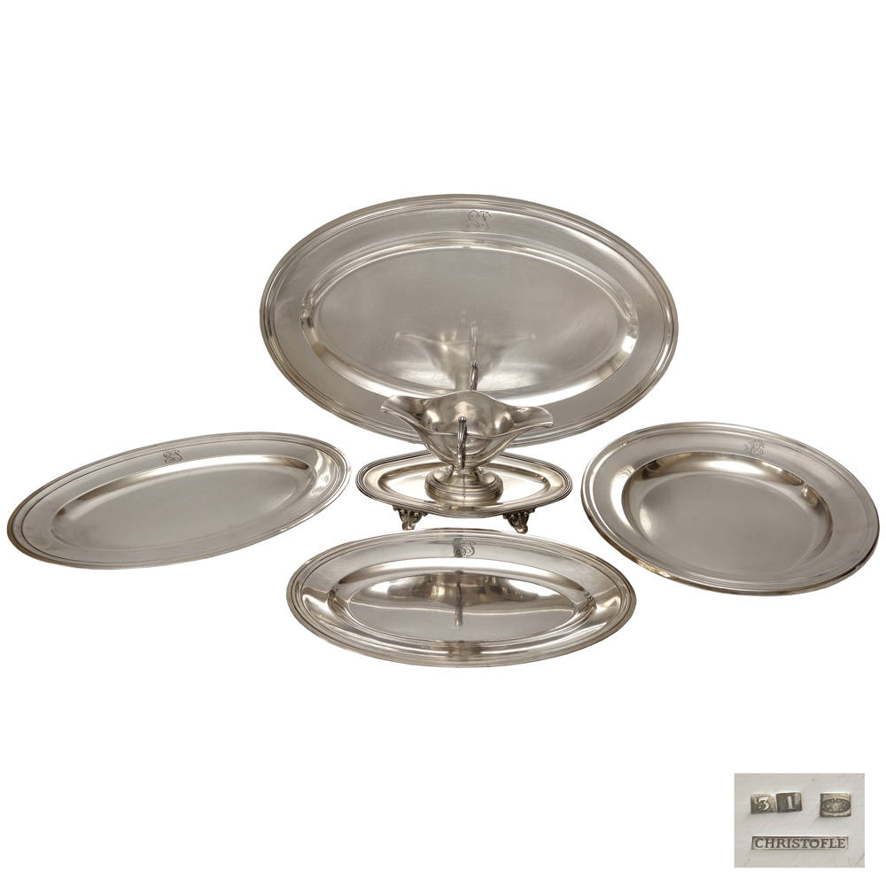 Conjunto de baixelas em metal espessurado a prata CHRISTOFLE...