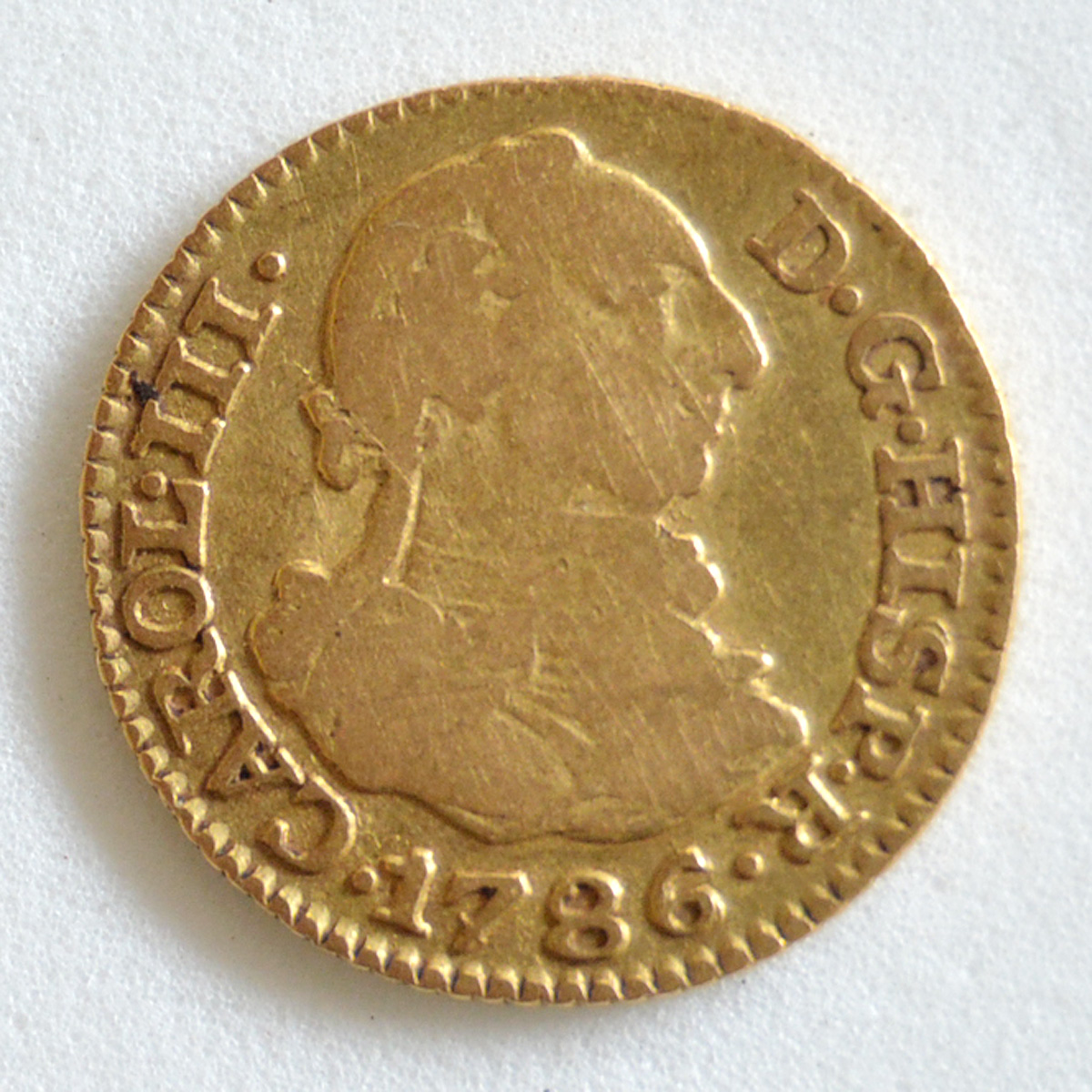 Numismática - Espanha - Carol III Hisp R D. G. 1786. Crowned M DV... - foto 1 de 2
