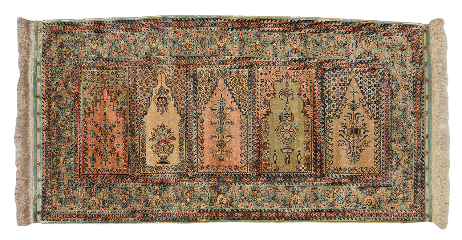 Hereke - Tapete seda sobre seda com decoração floral, medindo 150 cm... - foto 1 de 2