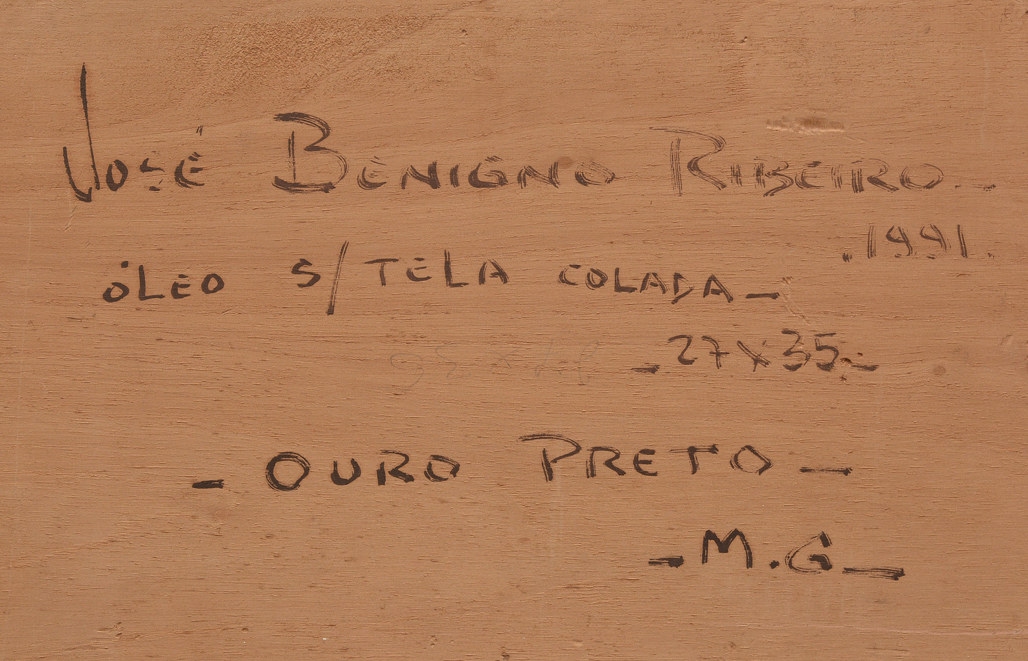 JOSÉ BENIGNO - "Ouro Preto, MG", óleo sobre tela colado em madeira... - foto 3 de 3