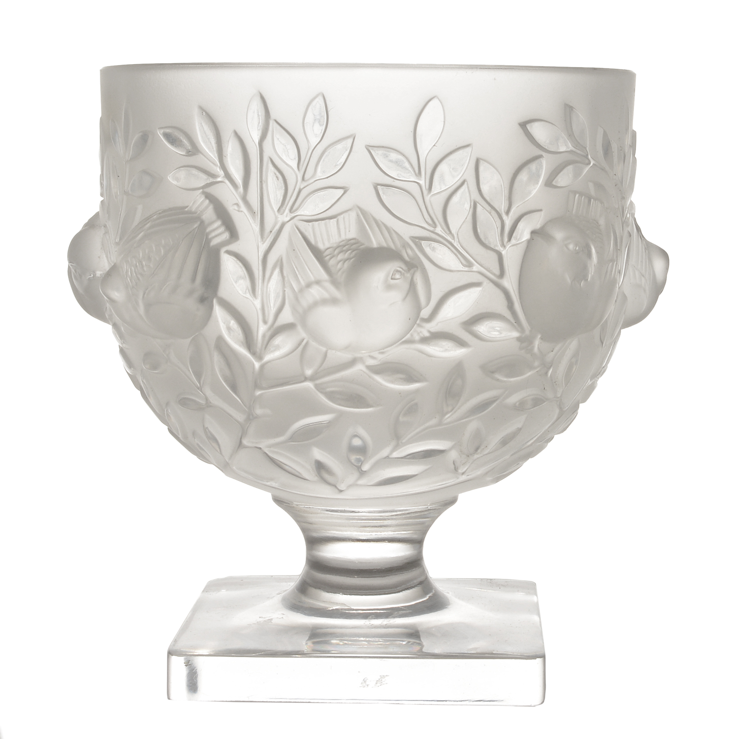 LALIQUE - Vaso em cristal frances, decorado em satiné com pássaros e... - foto 1 de 2