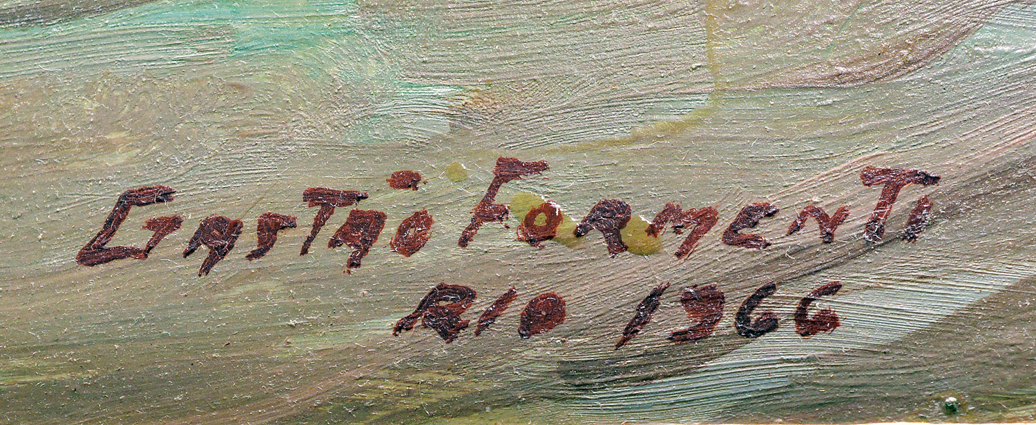 GASTÂO FORMENTI, "Paisagem" - óleo sobre eucatex, medindo 33 cm por... - foto 2 de 2