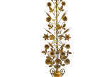 Girandole em metal dourado decorado com flores ... - Girandole em metal dourado decorado com flores e folhas de parreira. Apresenta cachos de uva e detalhes das flores em vidro colorido. 