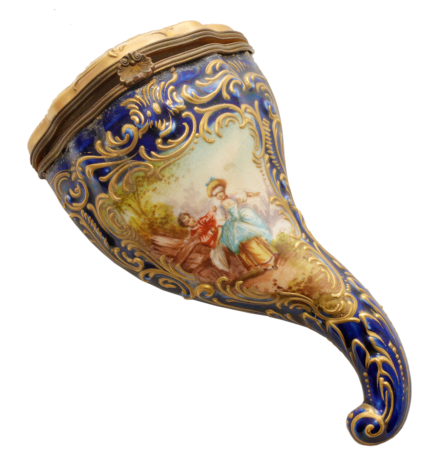 Peanha/ caixa em formato de concha em porcelana francesa de Sevres do... - foto 1 de 2