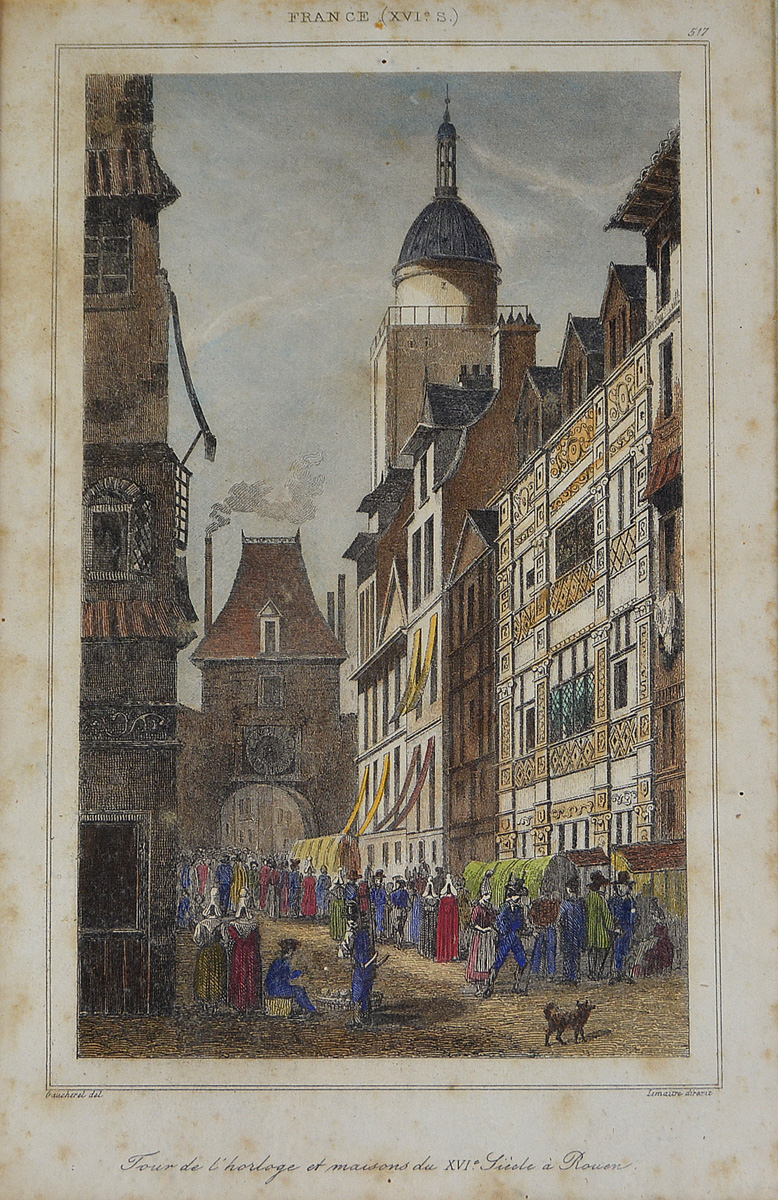 *Tour de L'horloge et maisons du XVI Siècle à Rouen* - Gravura... - foto 1 de 2