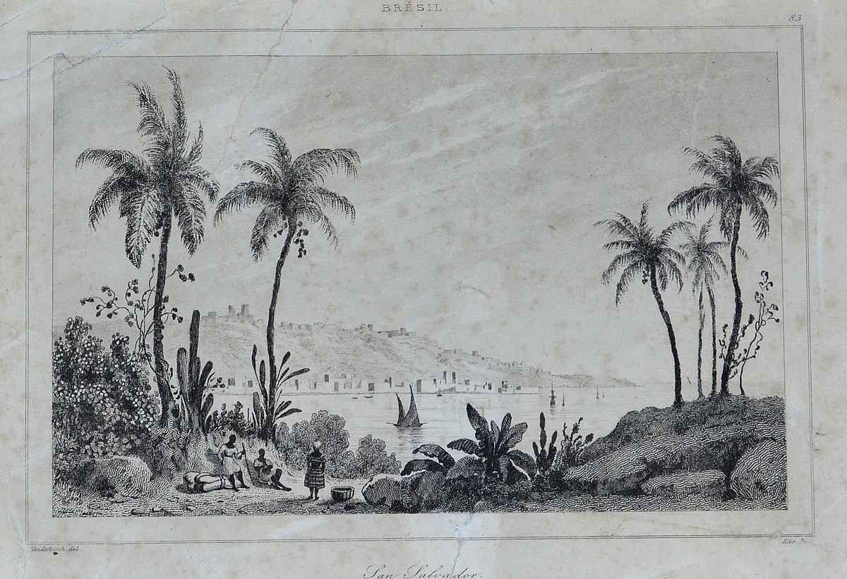 *San Salvador*, gravura francesa do século XIX representando paisagem... - foto 1 de 2