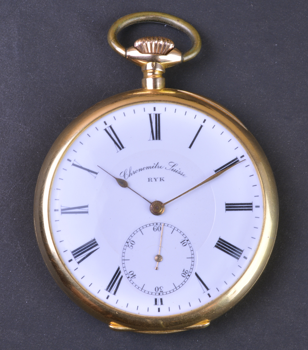 Chronometre Suisse RYK - Relógio de bolso em ouro 18 k, mostrador... - foto 1 de 4