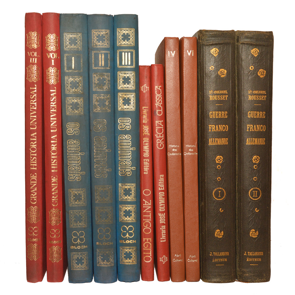 Lote composto por 11 livros sendo: 02 vol. Biblioteca de História...