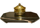 Tinteiro em bronze com base em mármore (no estado) - Tinteiro em bronze com base em mármore (no estado)