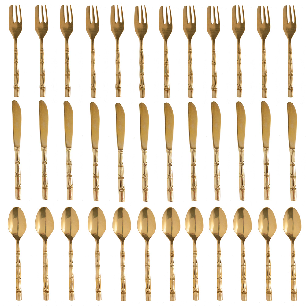 Faqueiro para sobremesa em metal dourado marca TAILAND para 12...