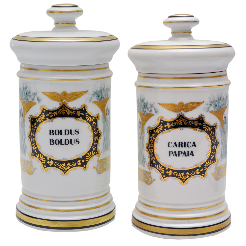 Pendant de potes de farmácia em porcelana. BOLDUS BOLDUS – CARICA...